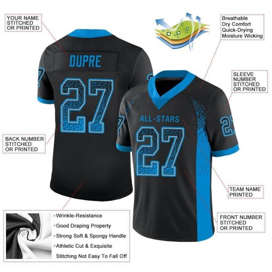 Custom Black Panther Blue-Gray Mesh Drift Fashion Football Jersey Custom Black Panther Blue-Gray Mesh Drift Fashion Football Jersey