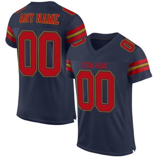 Custom Navy Red-Old Gold Mesh Authentic Football Jersey Custom Navy Red-Old Gold Mesh Authentic Football Jersey