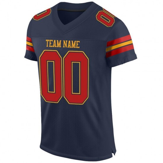 Custom Navy Scarlet-Gold Mesh Authentic Football Jersey Custom Navy Scarlet-Gold Mesh Authentic Football Jersey