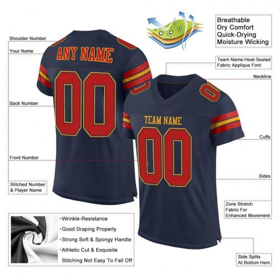 Custom Navy Scarlet-Gold Mesh Authentic Football Jersey Custom Navy Scarlet-Gold Mesh Authentic Football Jersey
