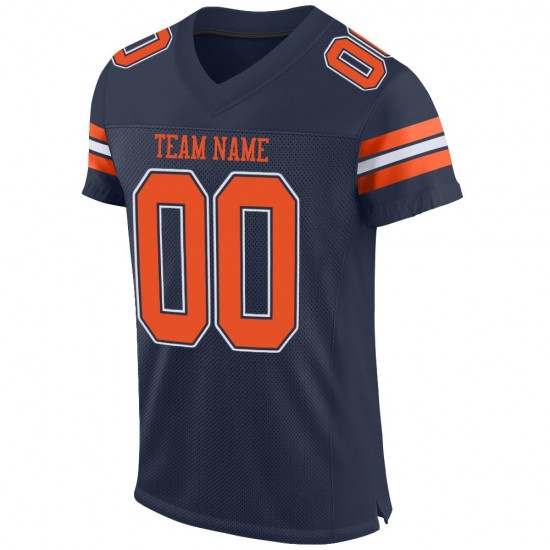 Custom Navy Orange-White Mesh Authentic Football Jersey Custom Navy Orange-White Mesh Authentic Football Jersey