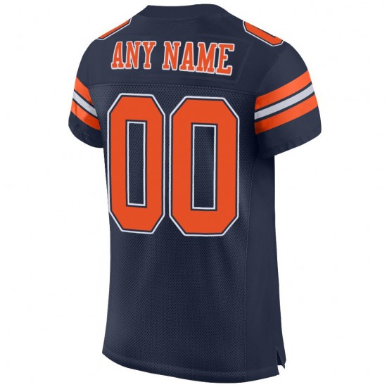 Custom Navy Orange-White Mesh Authentic Football Jersey Custom Navy Orange-White Mesh Authentic Football Jersey
