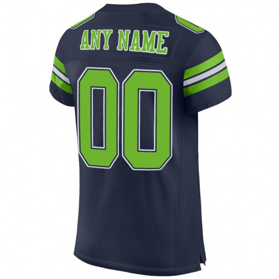Custom Navy Neon Green-White Mesh Authentic Football Jersey Custom Navy Neon Green-White Mesh Authentic Football Jersey