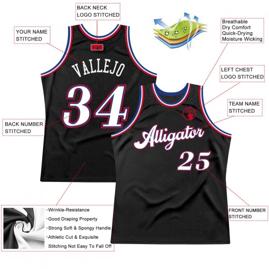 Custom Black White-Red Authentic Throwback Basketball Jersey Custom Black White-Red Authentic Throwback Basketball Jersey
