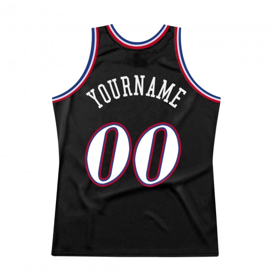 Custom Black White-Red Authentic Throwback Basketball Jersey Custom Black White-Red Authentic Throwback Basketball Jersey
