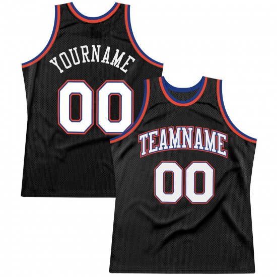 Custom Black White-Orange Authentic Throwback Basketball Jersey Custom Black White-Orange Authentic Throwback Basketball Jersey