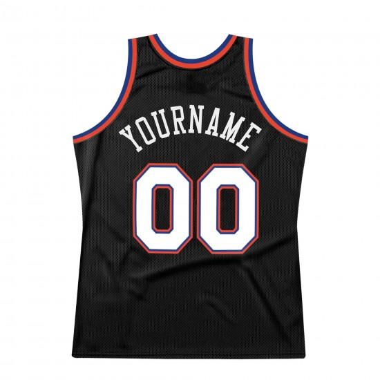 Custom Black White-Orange Authentic Throwback Basketball Jersey Custom Black White-Orange Authentic Throwback Basketball Jersey