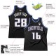 Custom Black White-Royal Authentic Throwback Basketball Jersey Custom Black White-Royal Authentic Throwback Basketball Jersey