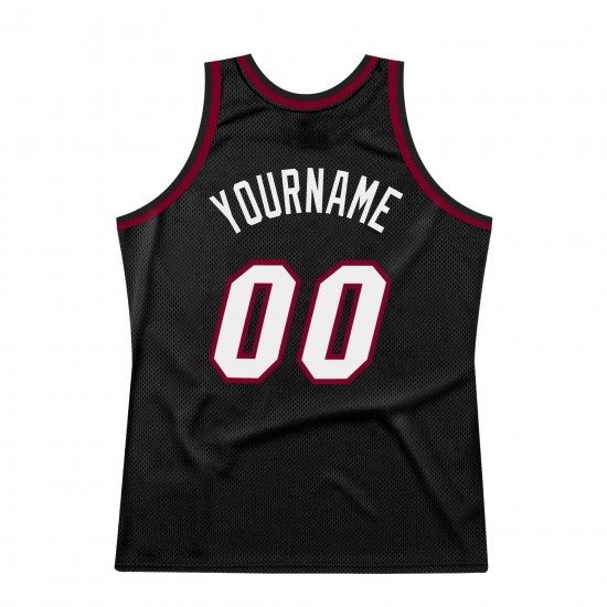 Custom Black White-Maroon Authentic Throwback Basketball Jersey Custom Black White-Maroon Authentic Throwback Basketball Jersey