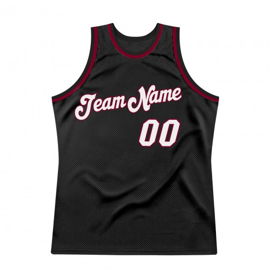 Custom Black White-Maroon Authentic Throwback Basketball Jersey Custom Black White-Maroon Authentic Throwback Basketball Jersey