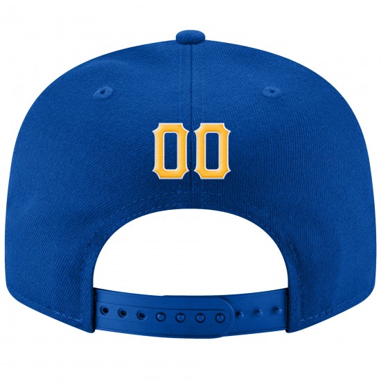 Custom Royal Gold-White Stitched Adjustable Snapback Hat Custom Royal Gold-White Stitched Adjustable Snapback Hat