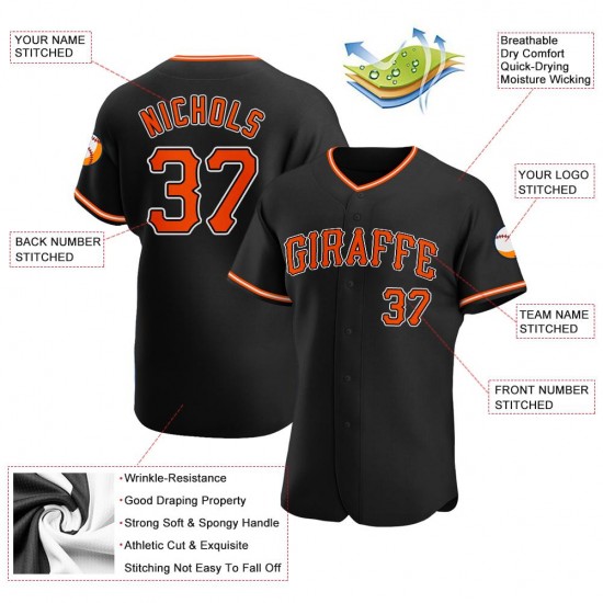 Custom Black Orange-White Authentic Baseball Jersey Custom Black Orange-White Authentic Baseball Jersey