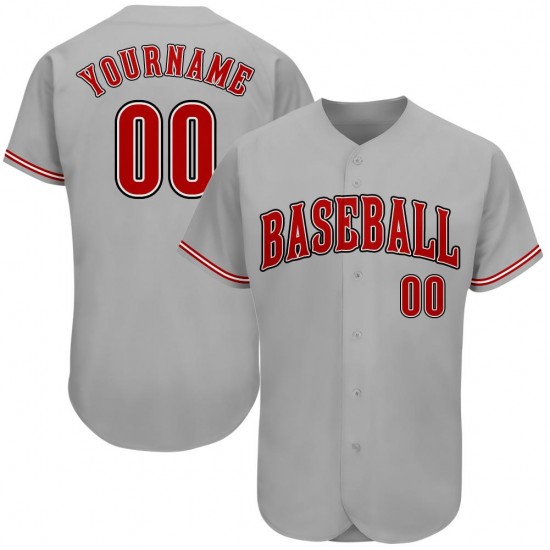 Custom Gray Red-Black Authentic Baseball Jersey Custom Gray Red-Black Authentic Baseball Jersey
