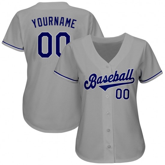 Custom Gray Royal-White Authentic Baseball Jersey Custom Gray Royal-White Authentic Baseball Jersey