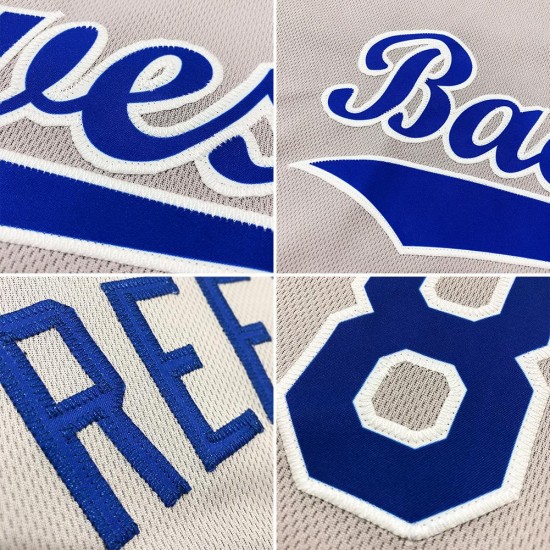 Custom Gray Royal-White Authentic Baseball Jersey Custom Gray Royal-White Authentic Baseball Jersey