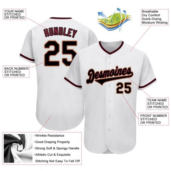 Custom White Black-Crimson Authentic Baseball Jersey Custom White Black-Crimson Authentic Baseball Jersey