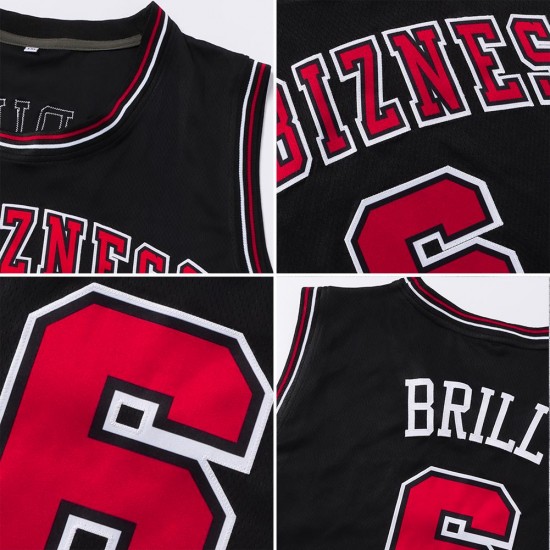 Custom Black White-Maroon Authentic Throwback Basketball Jersey Custom Black White-Maroon Authentic Throwback Basketball Jersey