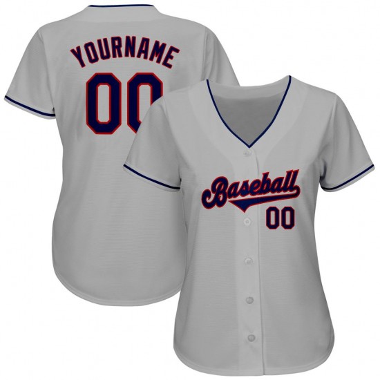 Custom Gray Navy-Red Authentic Baseball Jersey Custom Gray Navy-Red Authentic Baseball Jersey