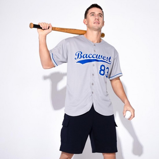 Custom Gray Royal-White Baseball Jersey Custom Gray Royal-White Baseball Jersey