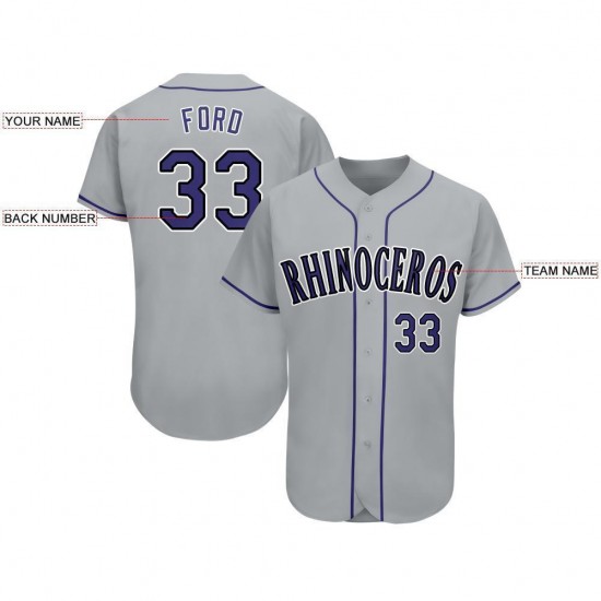 Custom Gray Purple-Black Baseball Jersey Custom Gray Purple-Black Baseball Jersey