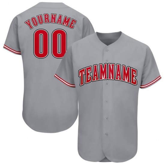 Custom Gray Red-White Baseball Jersey Custom Gray Red-White Baseball Jersey