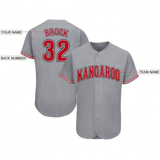 Custom Gray Red-White Baseball Jersey Custom Gray Red-White Baseball Jersey