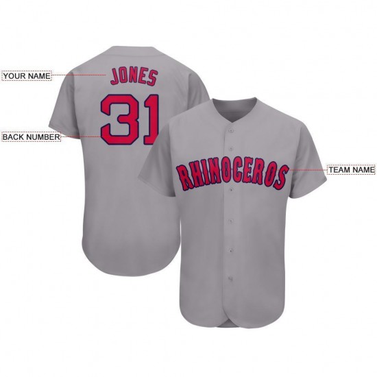 Custom Gray Red-Navy Baseball Jersey Custom Gray Red-Navy Baseball Jersey