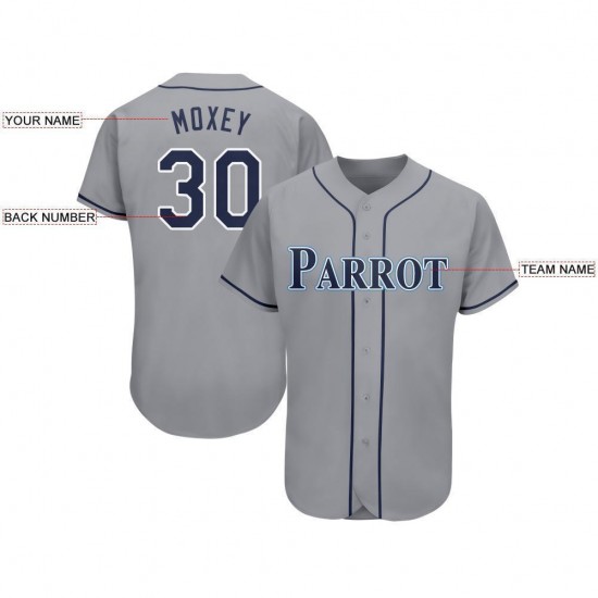 Custom Gray Navy-Powder Blue Baseball Jersey Custom Gray Navy-Powder Blue Baseball Jersey