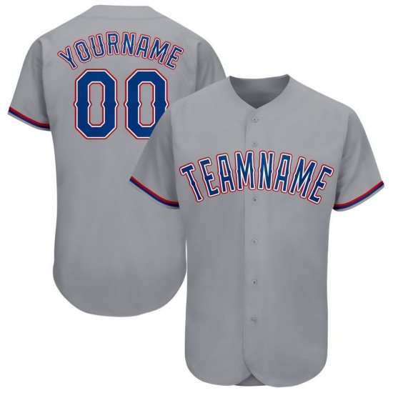 Custom Gray Royal-Red Baseball Jersey Custom Gray Royal-Red Baseball Jersey