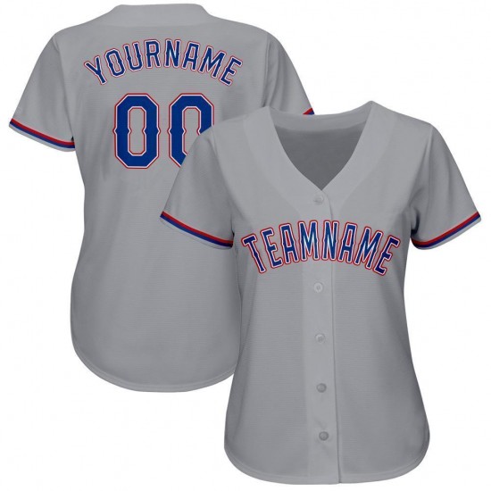 Custom Gray Royal-Red Baseball Jersey Custom Gray Royal-Red Baseball Jersey