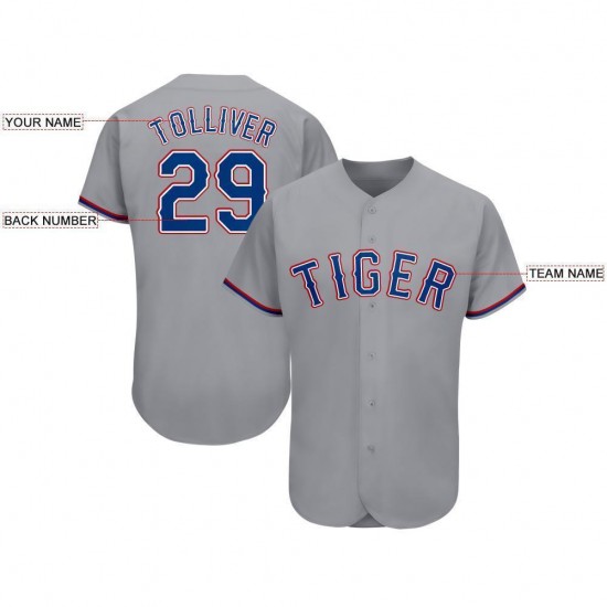 Custom Gray Royal-Red Baseball Jersey Custom Gray Royal-Red Baseball Jersey