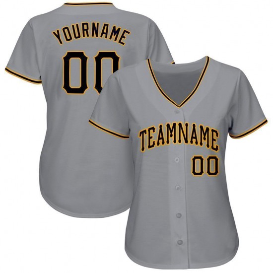 Custom Gray Black-Gold Baseball Jersey Custom Gray Black-Gold Baseball Jersey