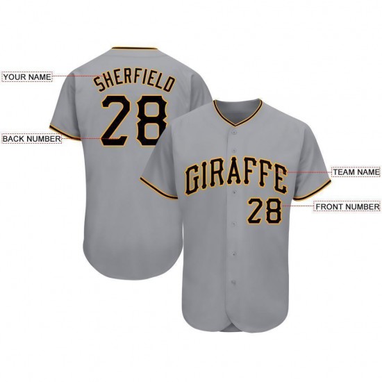 Custom Gray Black-Gold Baseball Jersey Custom Gray Black-Gold Baseball Jersey