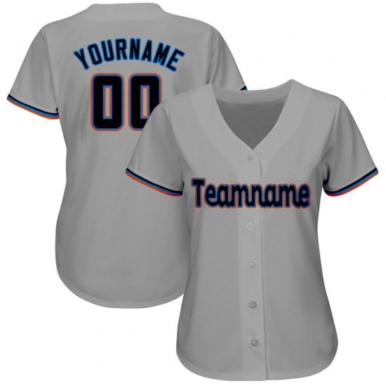 Custom Gray Black-Orange Baseball Jersey Custom Gray Black-Orange Baseball Jersey