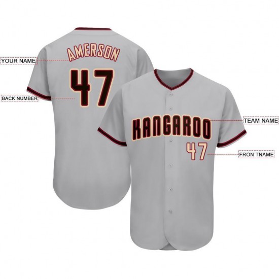 Custom Gray Black-Khaki Baseball Jersey Custom Gray Black-Khaki Baseball Jersey