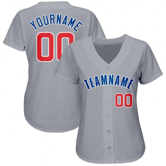 Custom Gray Red-Royal Baseball Jersey Custom Gray Red-Royal Baseball Jersey