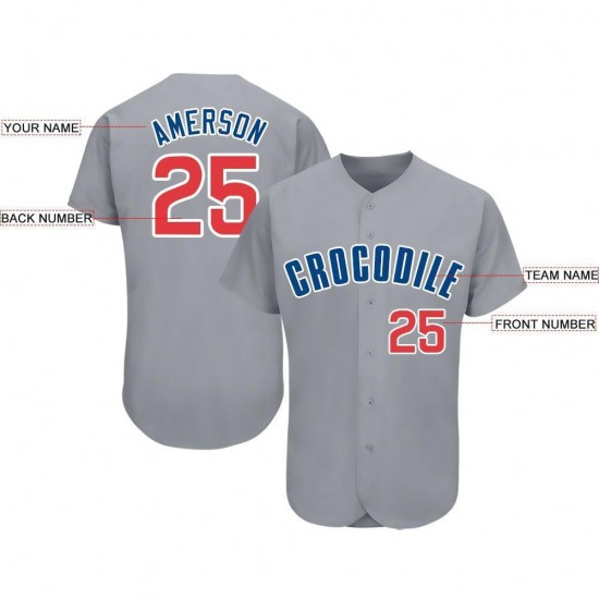 Custom Gray Red-Royal Baseball Jersey Custom Gray Red-Royal Baseball Jersey