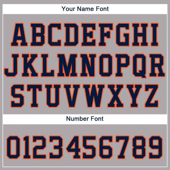 Custom Gray Navy-Orange Baseball Jersey Custom Gray Navy-Orange Baseball Jersey