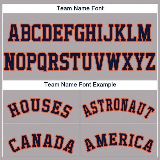 Custom Gray Navy-Orange Baseball Jersey Custom Gray Navy-Orange Baseball Jersey