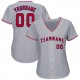 Custom Gray Red-Navy Baseball Jersey Custom Gray Red-Navy Baseball Jersey