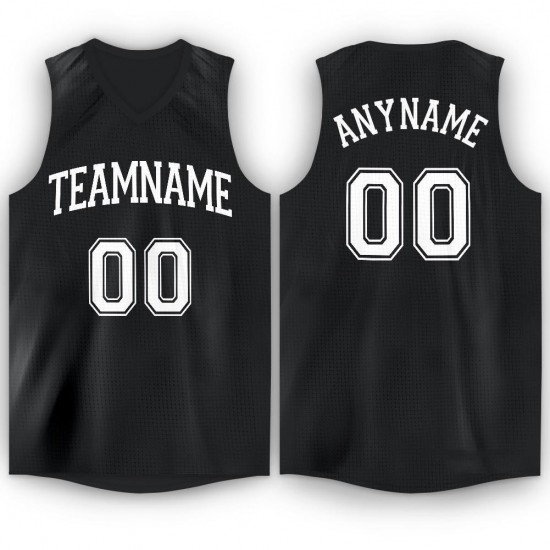 Custom Black White V-Neck Basketball Jersey Custom Black White V-Neck Basketball Jersey