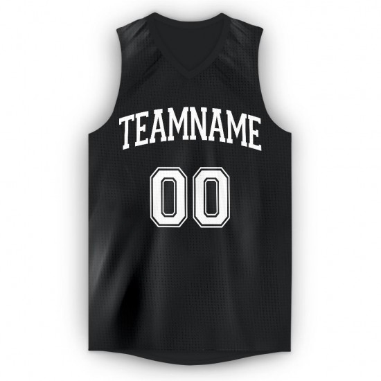 Custom Black White V-Neck Basketball Jersey Custom Black White V-Neck Basketball Jersey