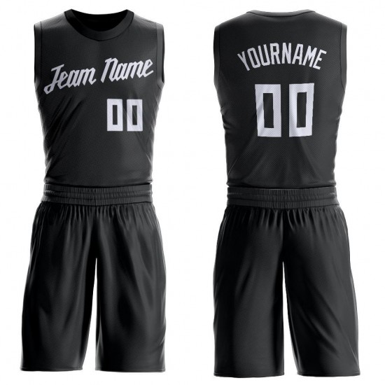 Custom Black White Round Neck Suit Basketball Jersey Custom Black White Round Neck Suit Basketball Jersey