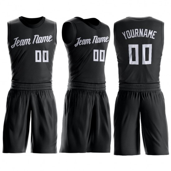Custom Black White Round Neck Suit Basketball Jersey Custom Black White Round Neck Suit Basketball Jersey